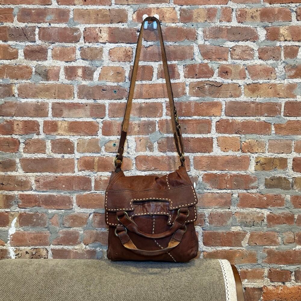 Vintage Fossil Fold-Over Crossbody Messenger Bag